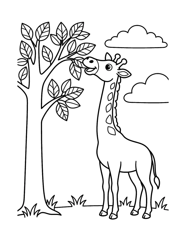 Tall Giraffe animal coloring page - free printable