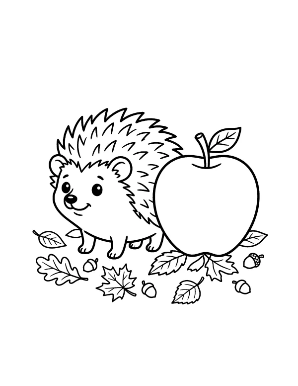 Little Hedgehog animal coloring page - free printable