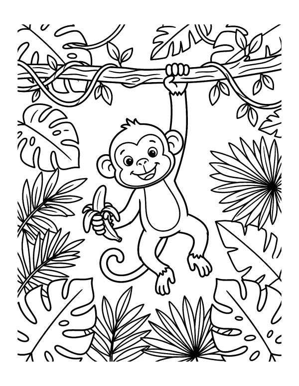 Cheeky Monkey animal coloring page - free printable
