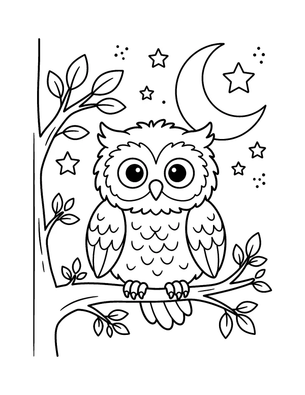 Wise Owl animal coloring page - free printable