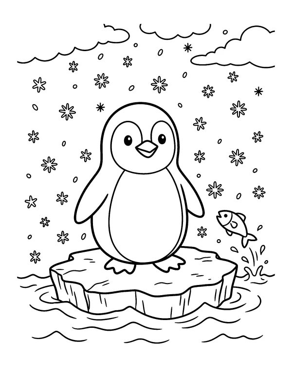 Playful Penguin animal coloring page - free printable
