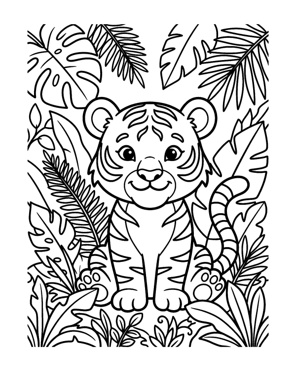 Tiger Cub animal coloring page - free printable