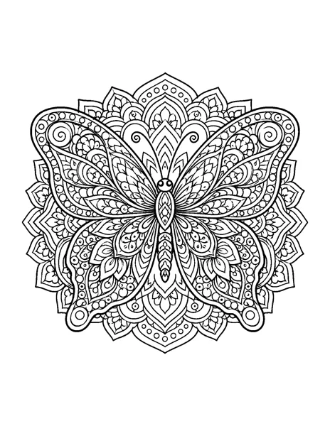 Butterfly mandala coloring page printable