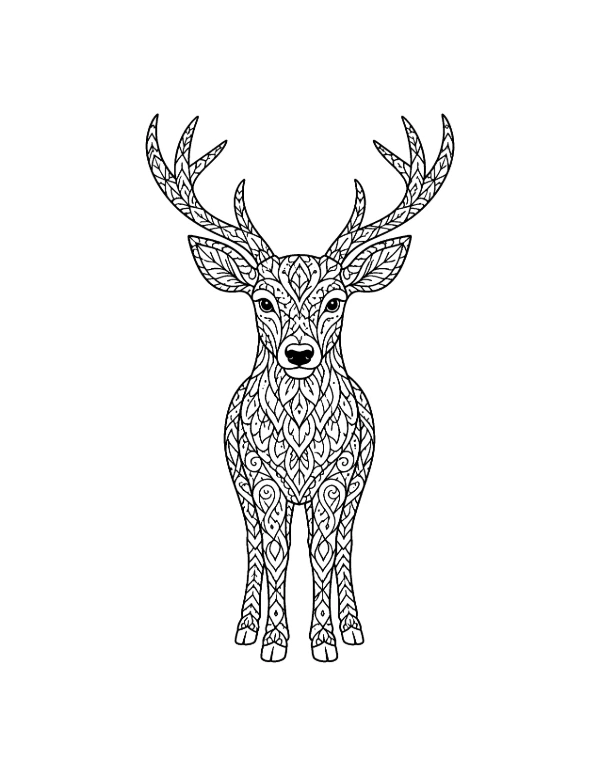 Deer mandala coloring page printable