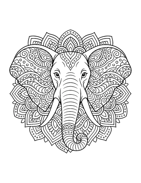 Elephant mandala coloring page printable