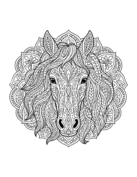 Horse mandala coloring page printable