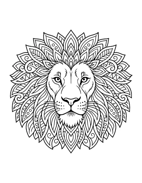 Lion mandala coloring page printable