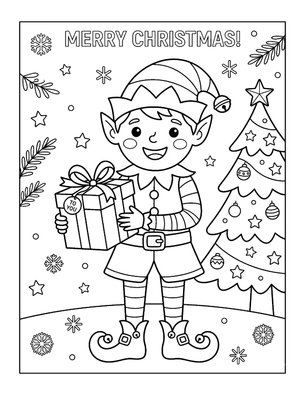 Christmas Elf Christmas coloring page - free printable