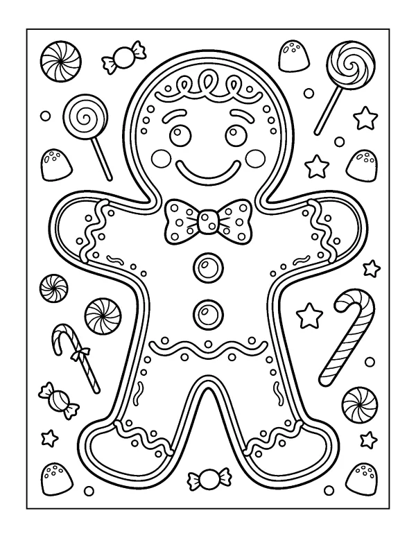Gingerbread Man Christmas coloring page - free printable
