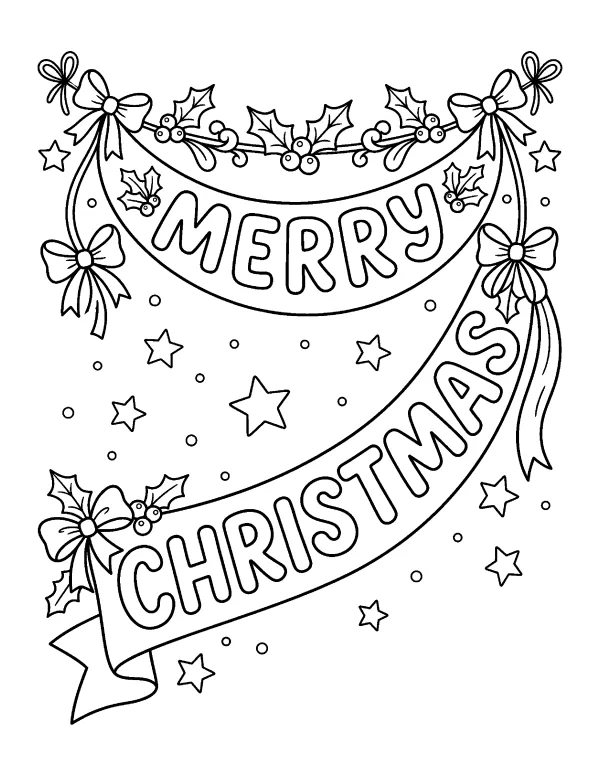 Merry Christmas Banner Christmas coloring page - free printable