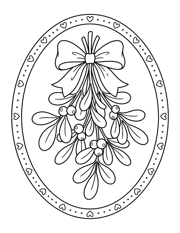 Mistletoe Christmas coloring page - free printable