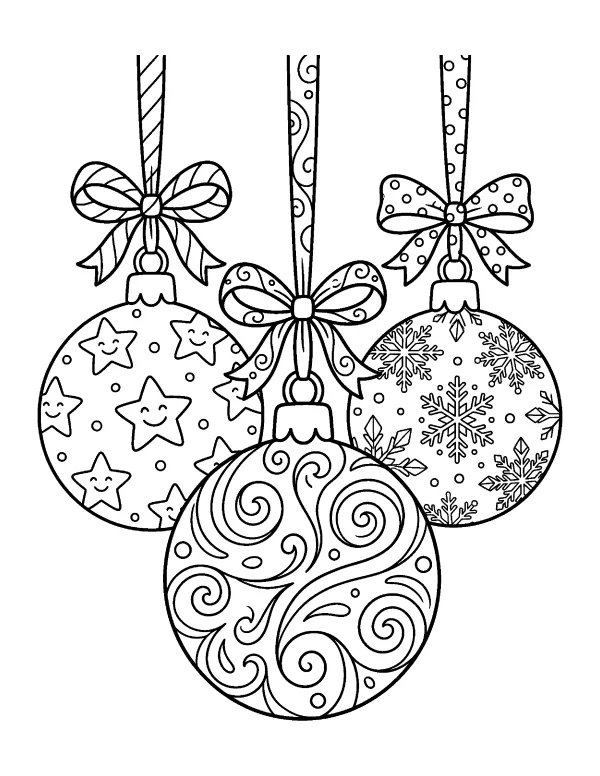 Ornaments Christmas coloring page - free printable