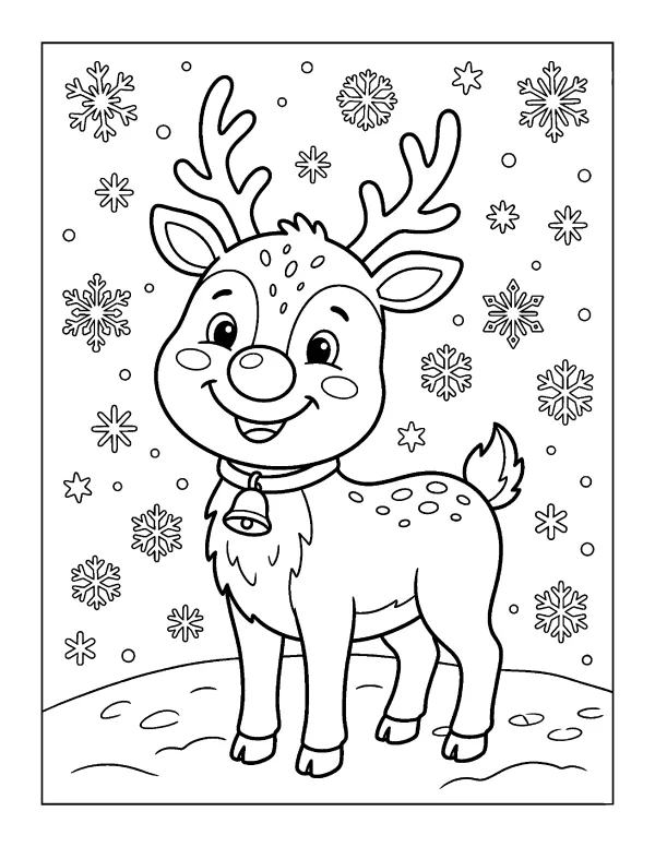 Rudolph the Reindeer Christmas coloring page - free printable