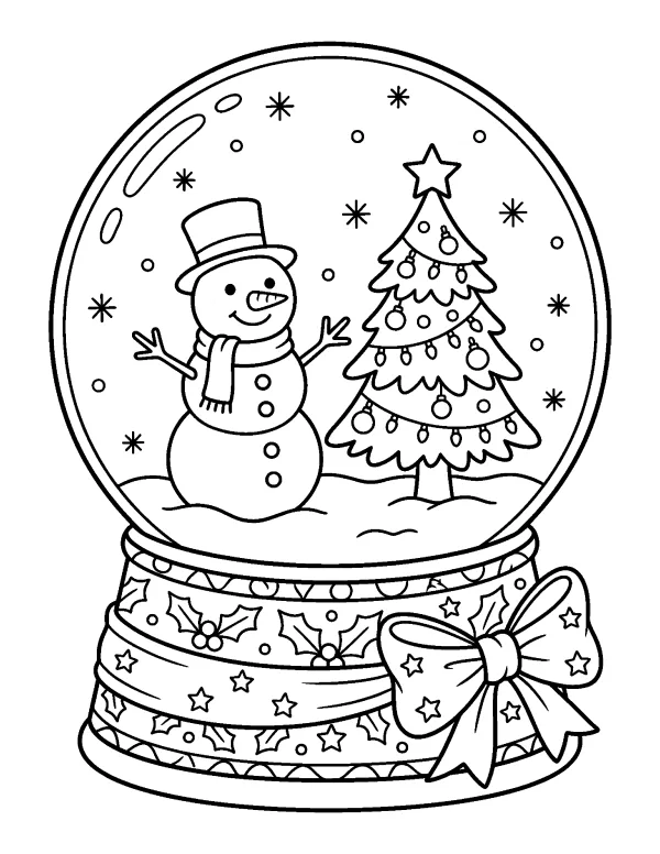 Snow Globe Christmas coloring page - free printable