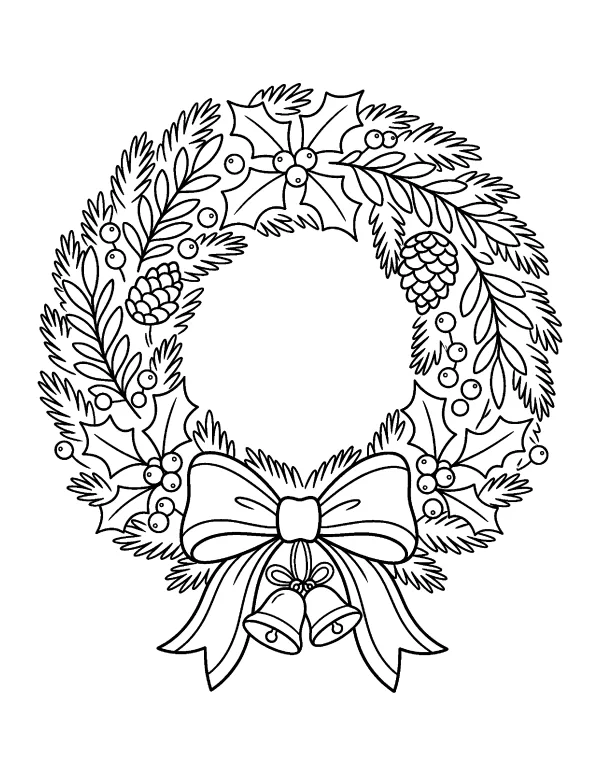 Christmas Wreath Christmas coloring page - free printable