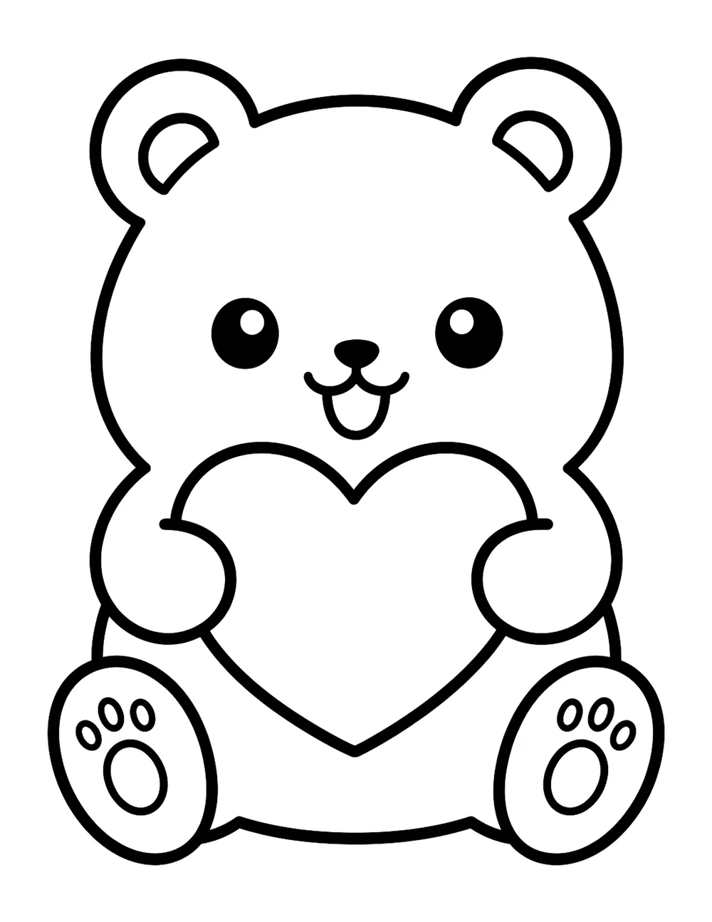 Cute bear bold and easy coloring page printable