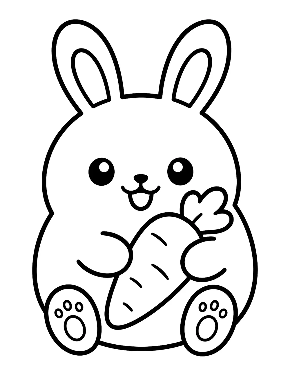 Cute bunny bold and easy coloring page printable