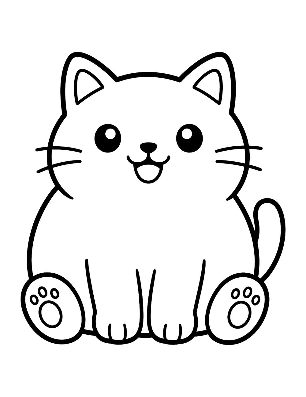 Cute cat bold and easy coloring page printable