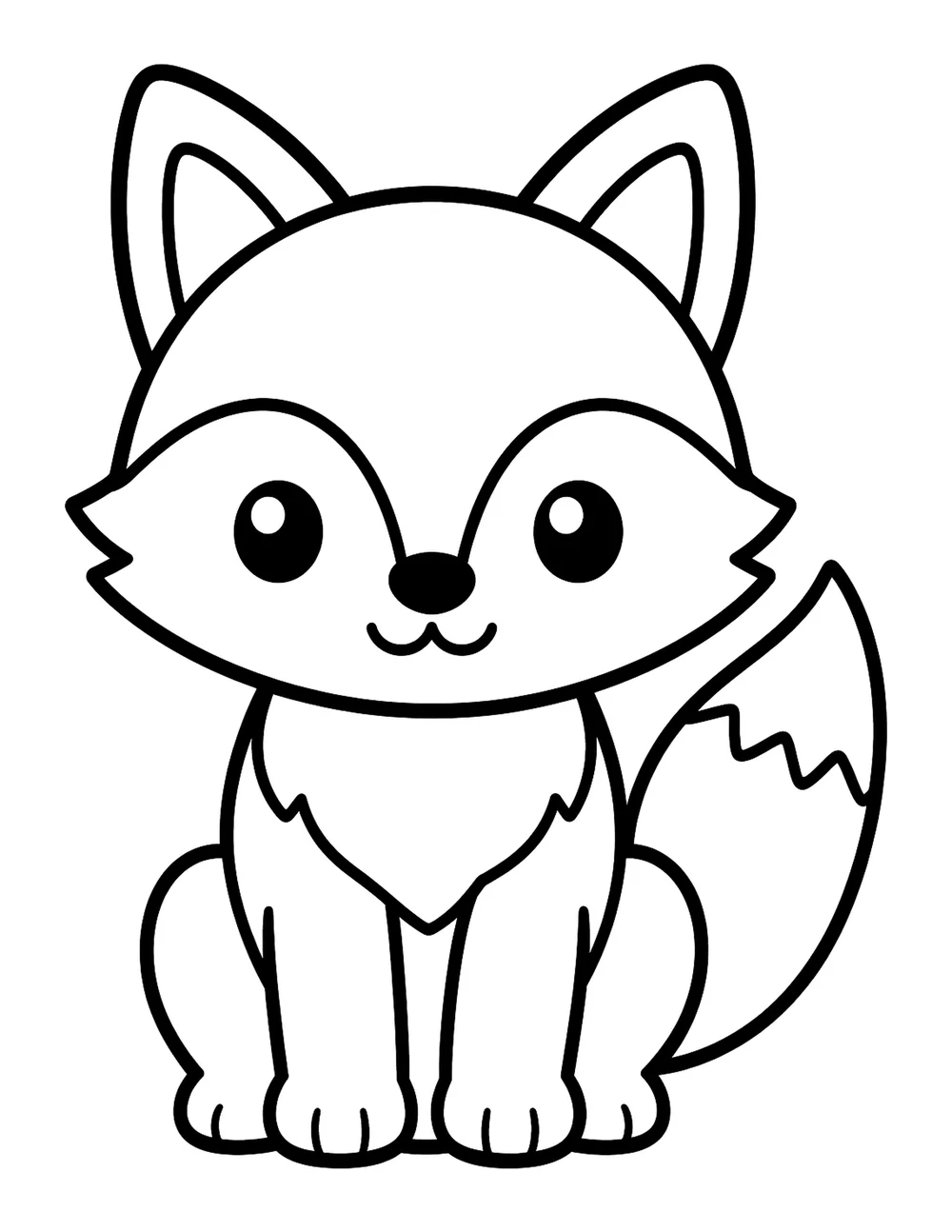 Cute fox bold and easy coloring page printable