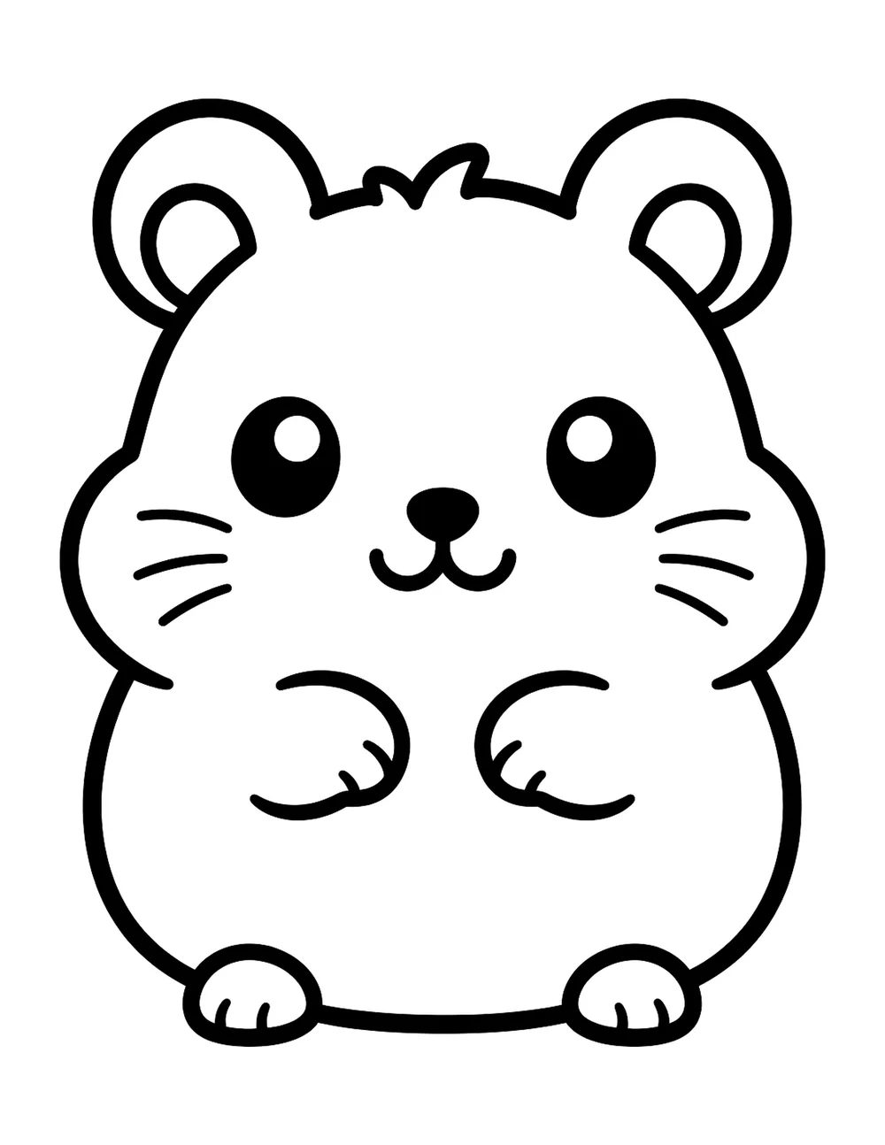 Cute hamster bold and easy coloring page printable