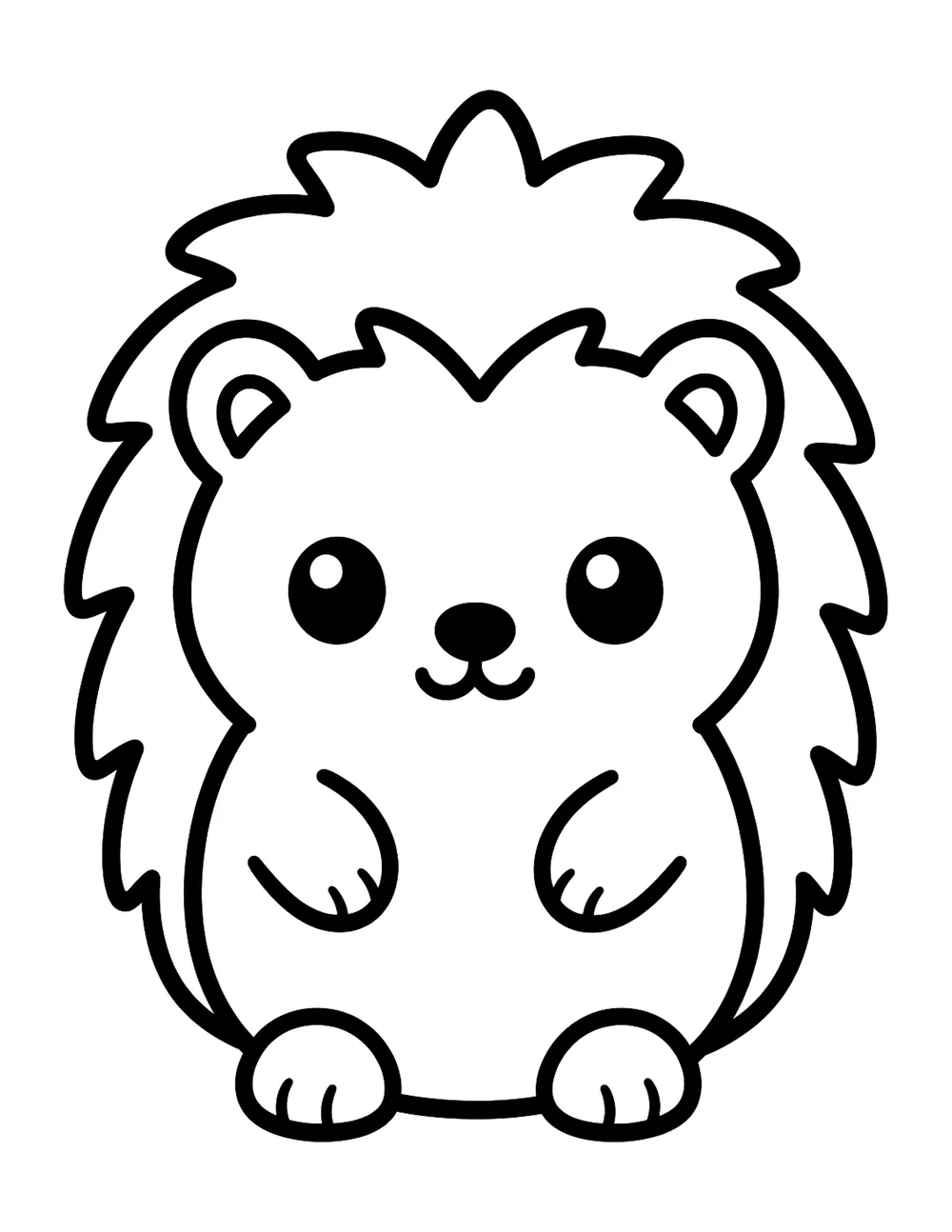 Cute hedgehog bold and easy coloring page printable