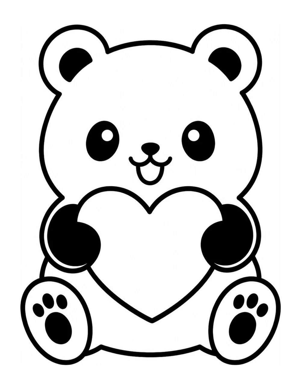 Cute panda bold and easy coloring page printable