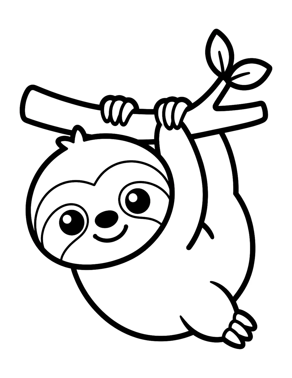 Cute sloth bold and easy coloring page printable