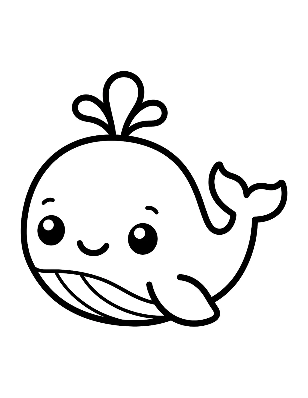 Cute whale bold and easy coloring page printable
