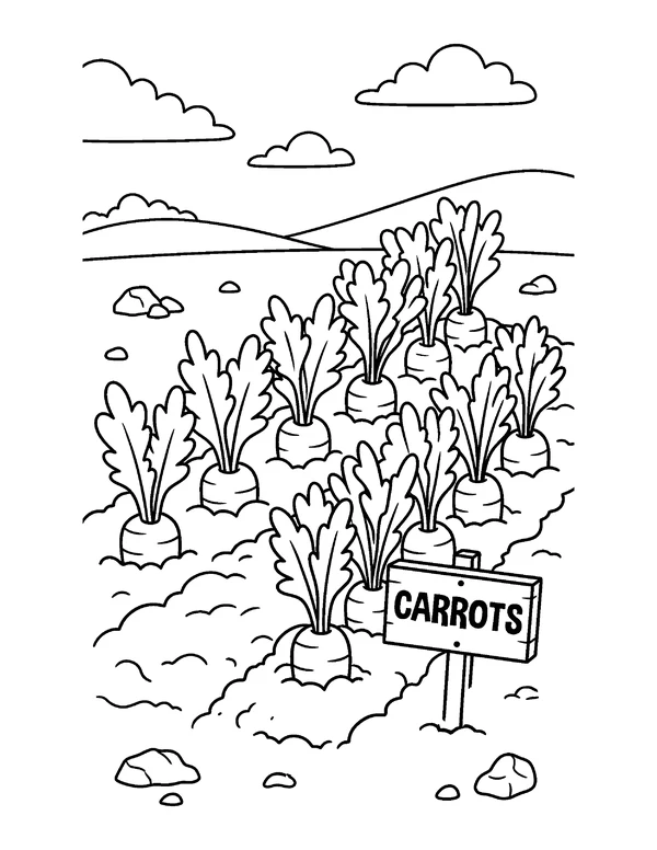 Carrot Patch Easter coloring page - free printable