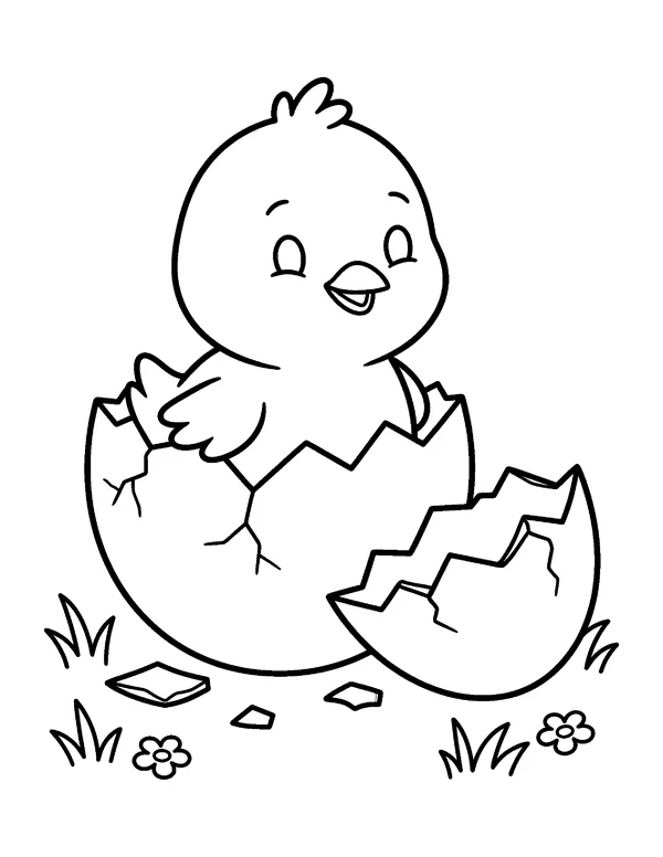 Hatching Chick Easter coloring page - free printable