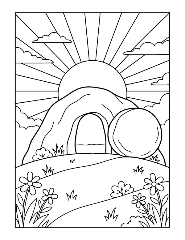 The Empty Tomb Easter coloring page - free printable