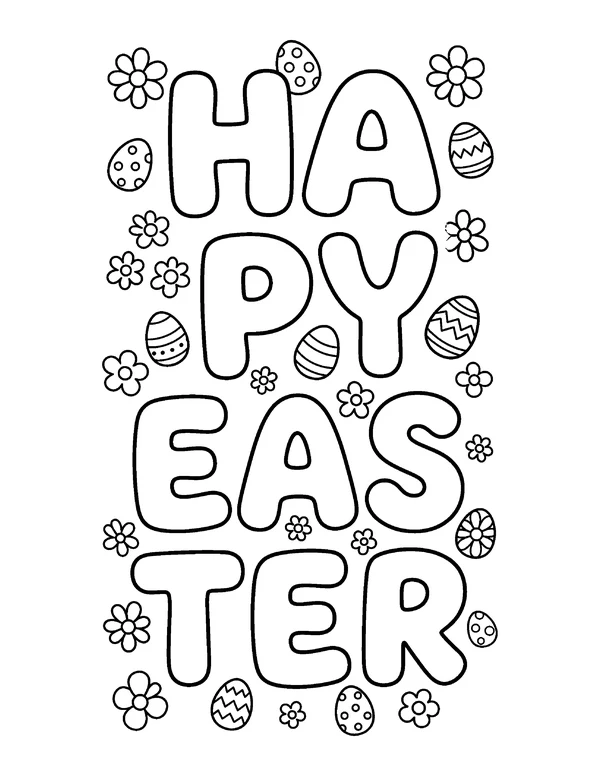 Happy Easter Letters Easter coloring page - free printable