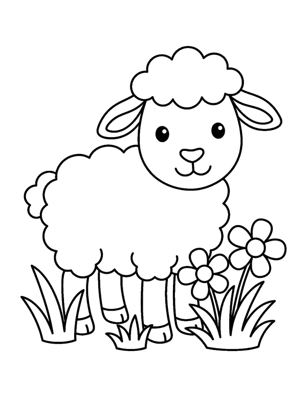 Spring Lamb Easter coloring page - free printable