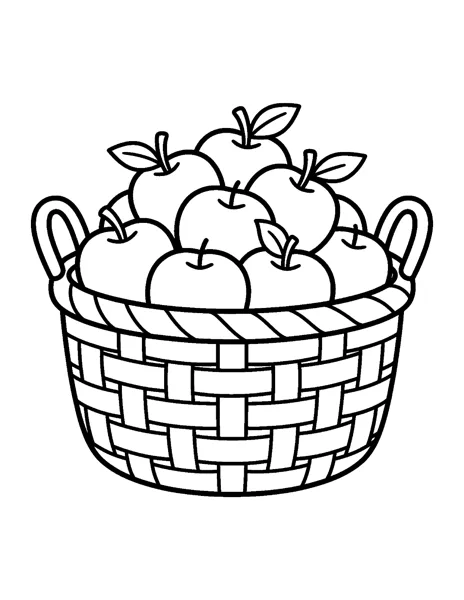 Apple Basket fall coloring page - free printable