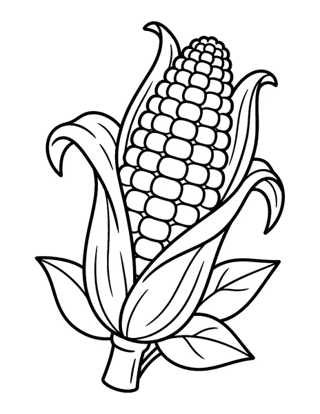 Corn Cob fall coloring page - free printable