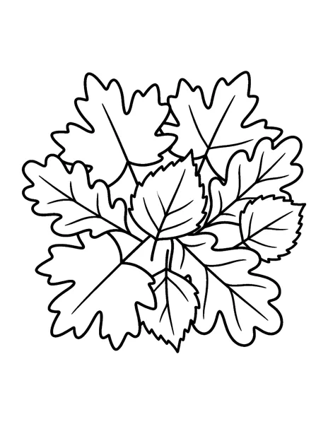 Pile of Fall Leaves fall coloring page - free printable