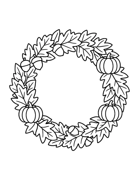 Fall Wreath fall coloring page - free printable