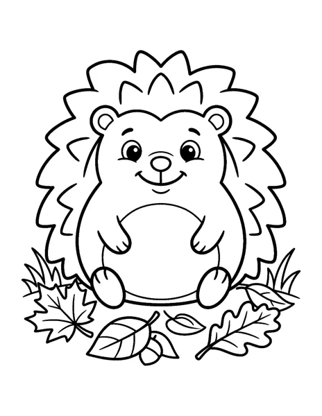 Hedgehog fall coloring page - free printable