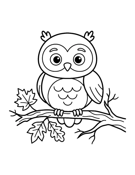 Owl fall coloring page - free printable