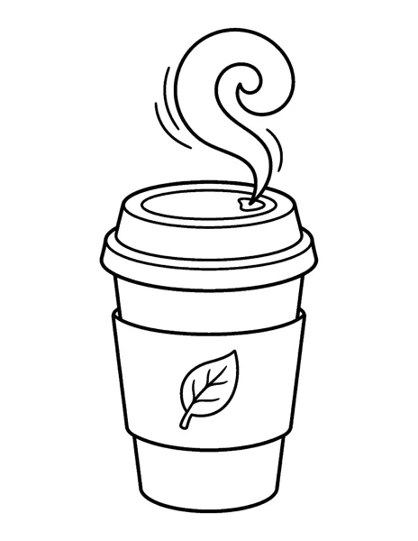 Pumpkin Spice Latte fall coloring page - free printable