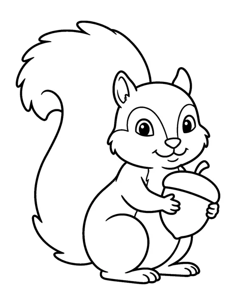 Squirrel fall coloring page - free printable