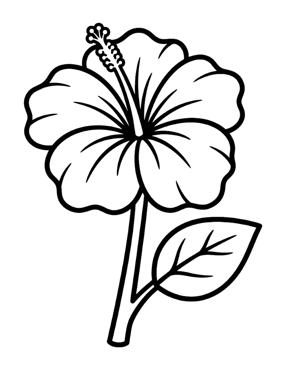 Hibiscus bold and easy coloring page printable