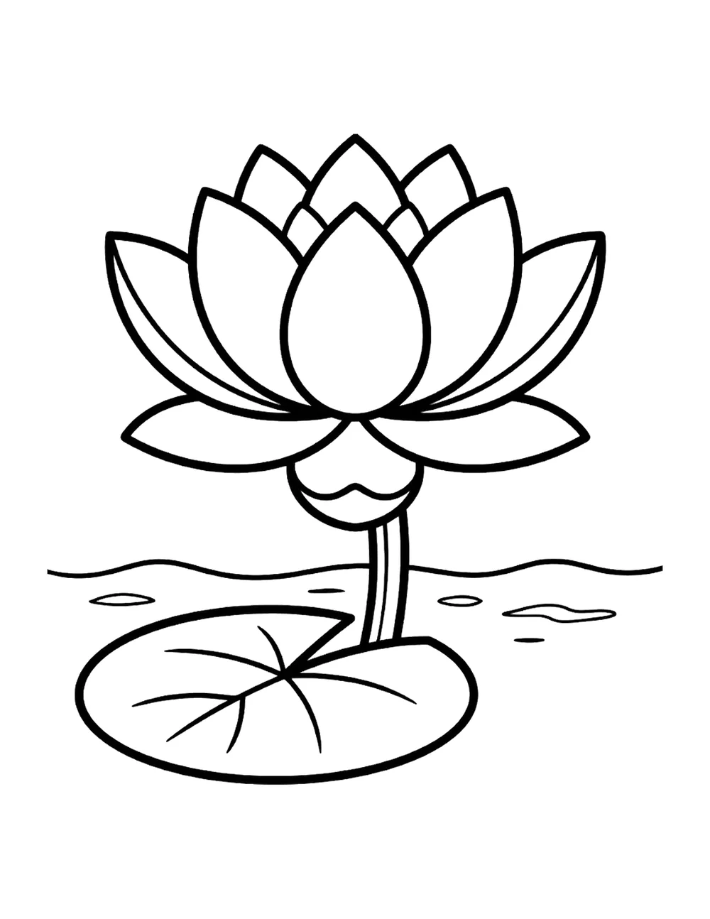 Lotus bold and easy coloring page printable