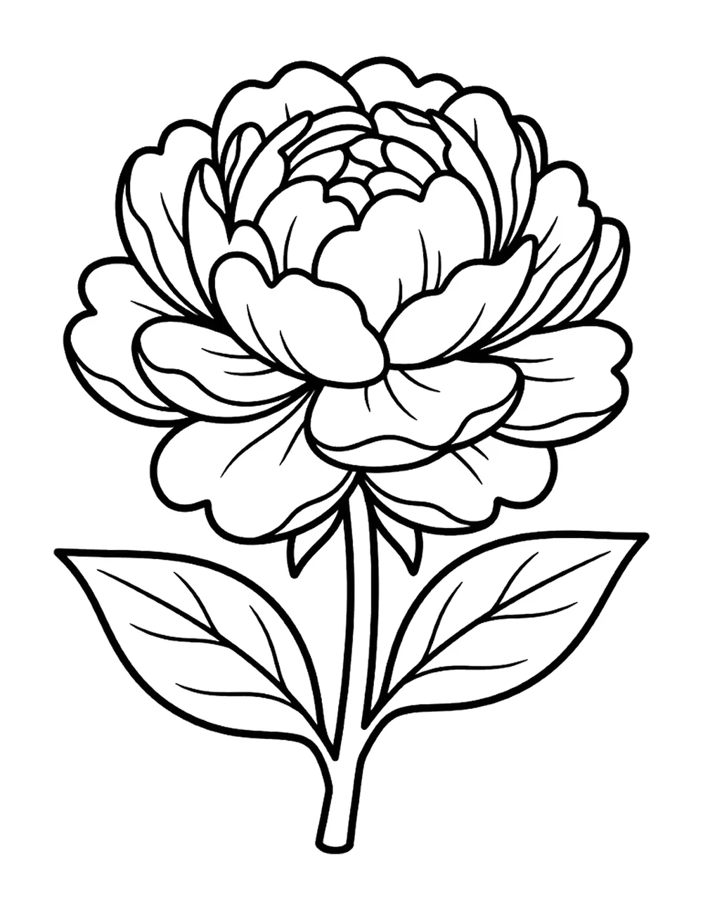 Peony bold and easy coloring page printable
