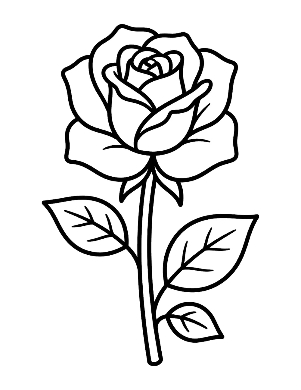 Rose bold and easy coloring page printable