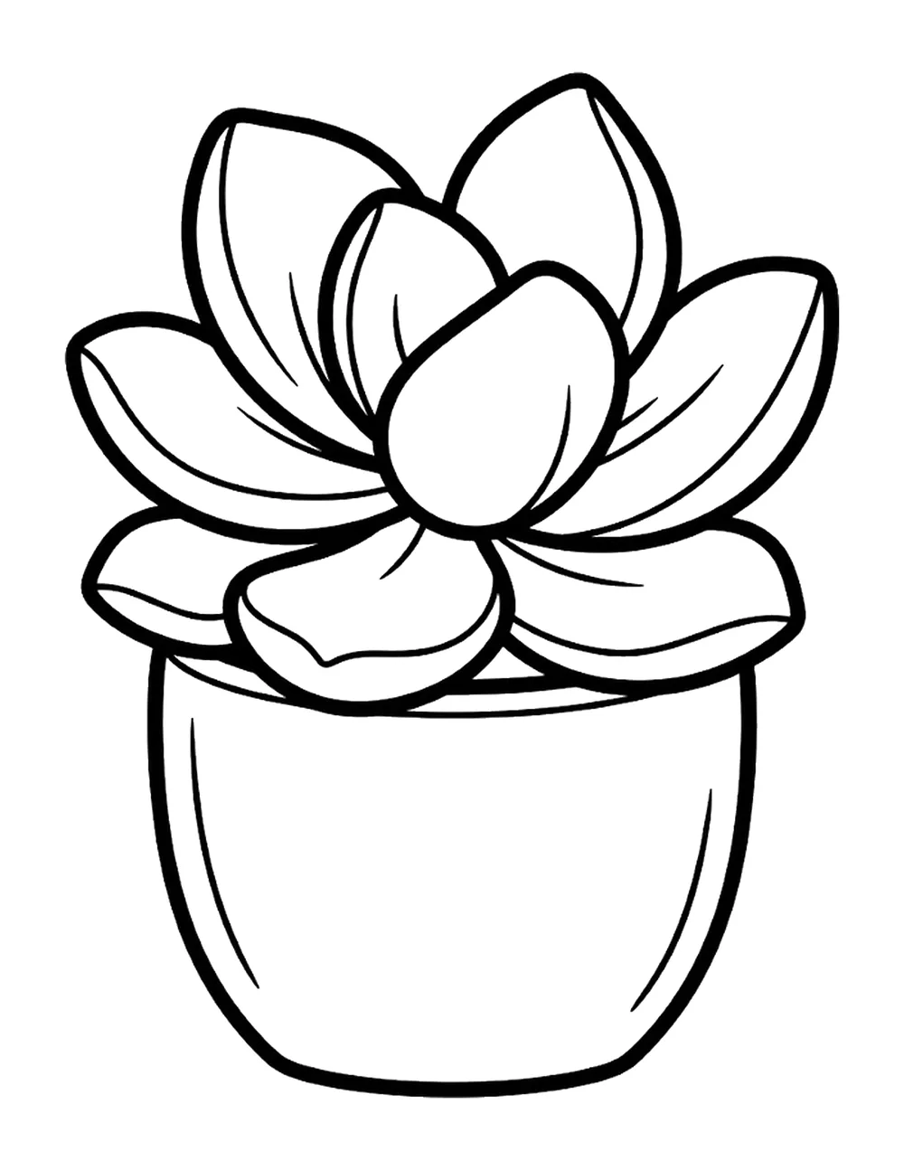 Succulent bold and easy coloring page printable