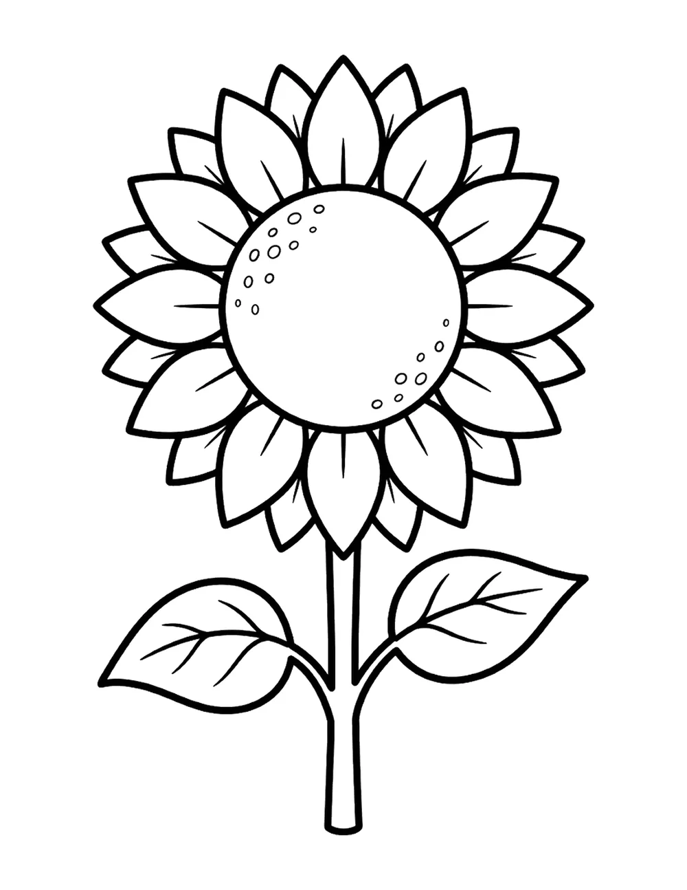 Sunflower bold and easy coloring page printable