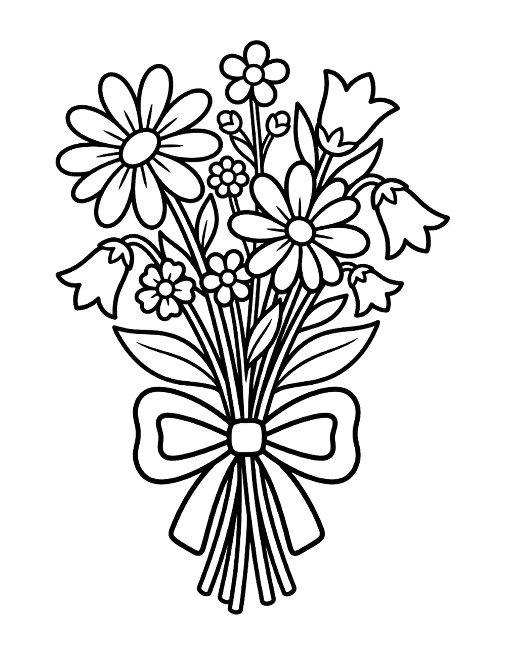 Wildflower Bunch bold and easy coloring page printable