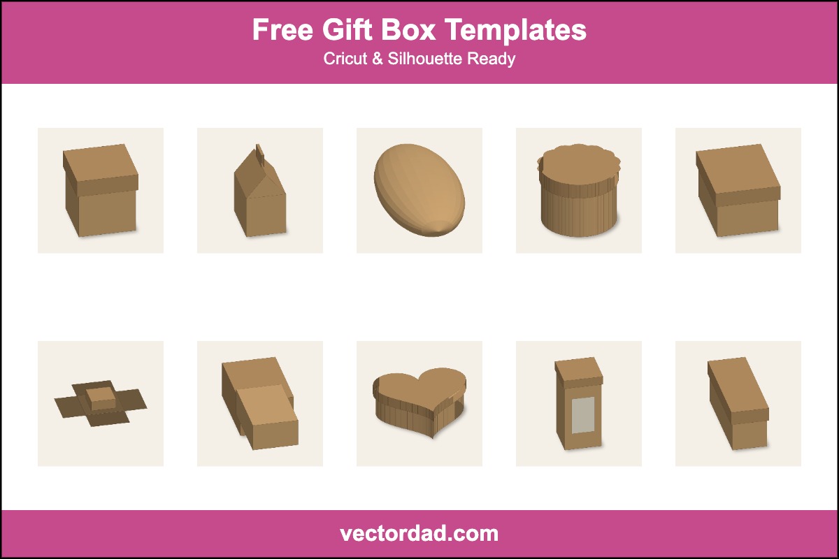Free Gift Box Templates designs for Cricut and Silhouette
