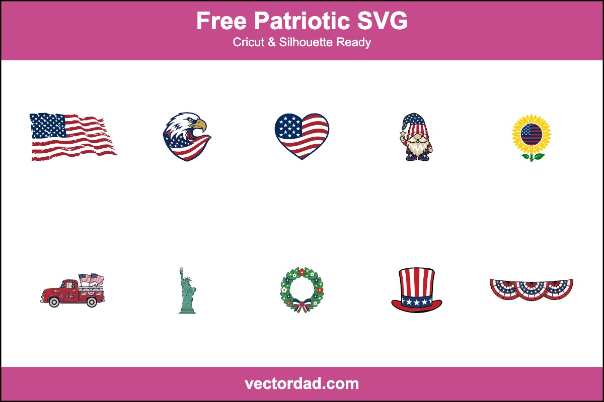 Free Patriotic SVG designs bundle for Cricut and Silhouette
